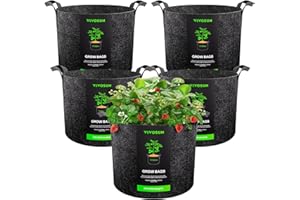VIVOSUN 5-Pack 15 Gallon Grow Bags Heavy Duty 300G Thickened Nonwoven Plant Fabric Pots with Handles