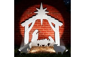 TOMETOTES All-Weather 4ft Outdoor Nativity Scene, Waterproof, Weather-Resistant Decor, Christmas Holy Decor Family Yard Nativity Set, Easy to Assemble & Store PVC - White