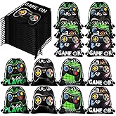 Shappy 15 Packs Video Game Party Favors Gaming Drawstring Bags 12 x 10 Inch Gamer Goodie Bags Treat Candy Party Supplies Gifts for Boys Girls Kids Birthday