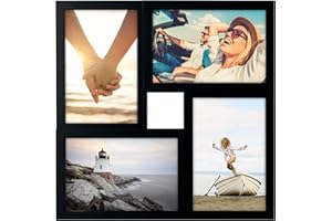Malden 4-Opening Matted Collage Frame, Displays Four 4x6 Photos, Black