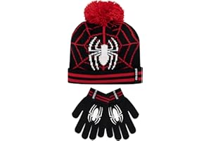Marvel Kids Winter Hat and Gloves Set Spiderman Black One Size