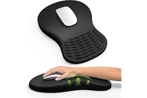 MEKASS Ergonomic Mouse Pad with Wrist Rest, Memory Foam Mousepad for Carpal Tunnel Pain Relief, Desk Computer Wrist Support Mouse Pad with Non-Slip PU Base for Office Home (Black)