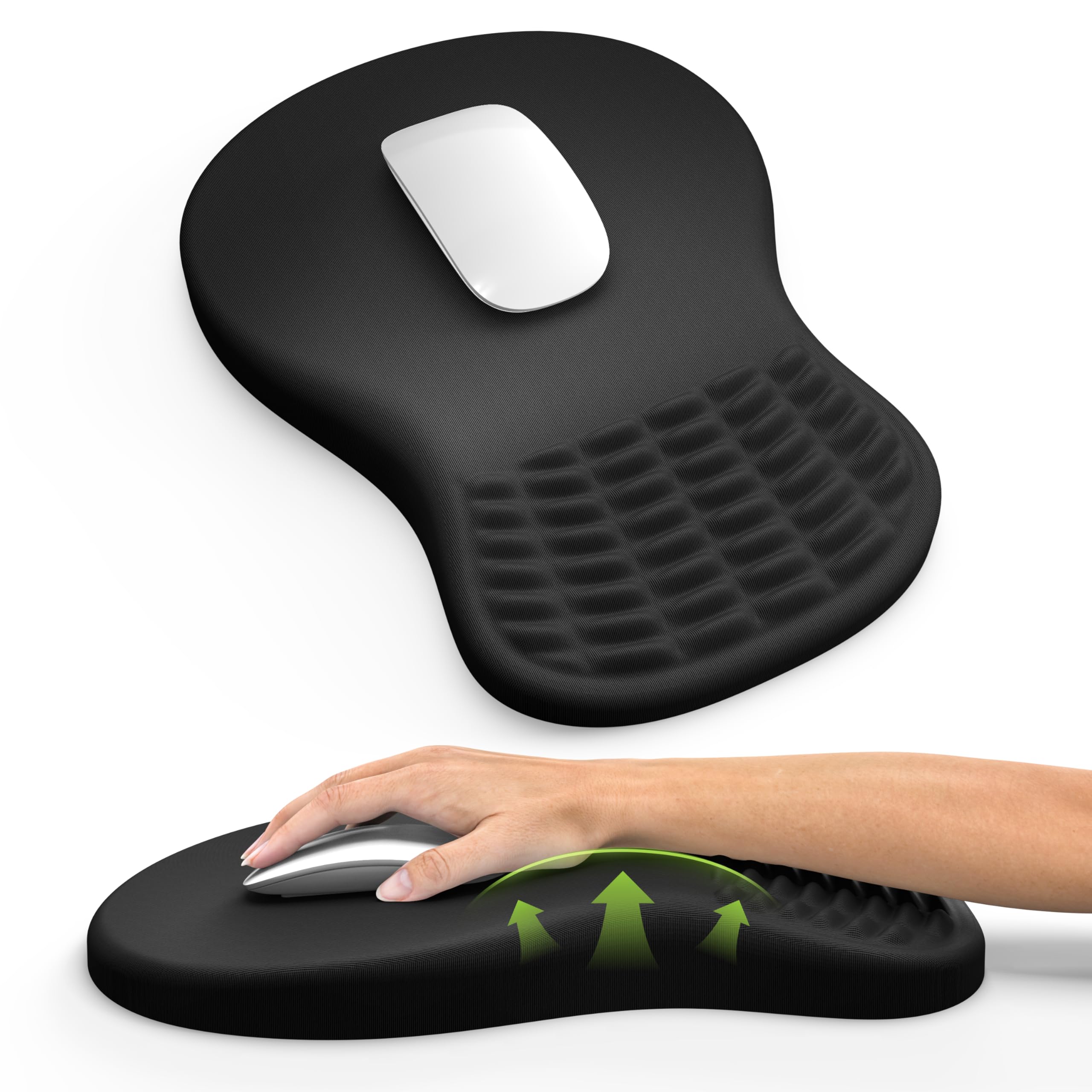 Photo 1 of MEKASS Ergonomic Mouse Pad with Wrist Rest, Memory Foam Wrist Support for Carpal Tunnel Pain Relief, Non-Slip PU Base, Comfortable Mousepad for Office Home (Black)