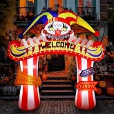 WBHome 10 Ft Halloween Inflatable Clowns Arched Door Outdoor Decorations, Day of The Dead Blow Up Yard Decor with Built-in LED Light for Lawn Home Dia de Los Muertos Party Indoor Outdoor, Red