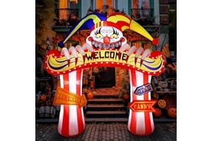 WBHome 10 Ft Halloween Inflatable Clowns Arched Door Outdoor Decorations, Day of The Dead Blow Up Yard Decor with Built-in LED Light (Plug in) for Lawn Home Dia de Los Muertos Party Indoor Outdoor