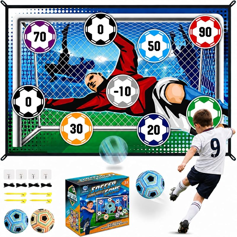 TODARRUN Football Ball Game Set Kids 3+ Soccer Target Practice 2 in 1