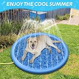 Jsdoin 100cm Dog Splash Pad Inflatable Pool Foldable Thickened PVC Blue view 5