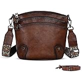 HESHE Crossbody Bags Leather Purses for Women Vintage Shoulder Handbags with Multi Pockets Cross Body Purses for Travel