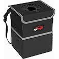 EPAuto Waterproof Car Trash Can with Lid and Storage Pockets, Black
