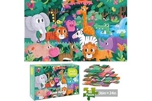 TAOZI&LIZHI Puzzles for Kids Ages 4-6, 6-8, Jungle Animals Toddler Puzzle Age 2-4, Jigsaw Floor Puzzles for Kids Ages 3-5, Puzzles Gifts Toys for Boys Girls Children (46 pcs, 2 x 3 feet)