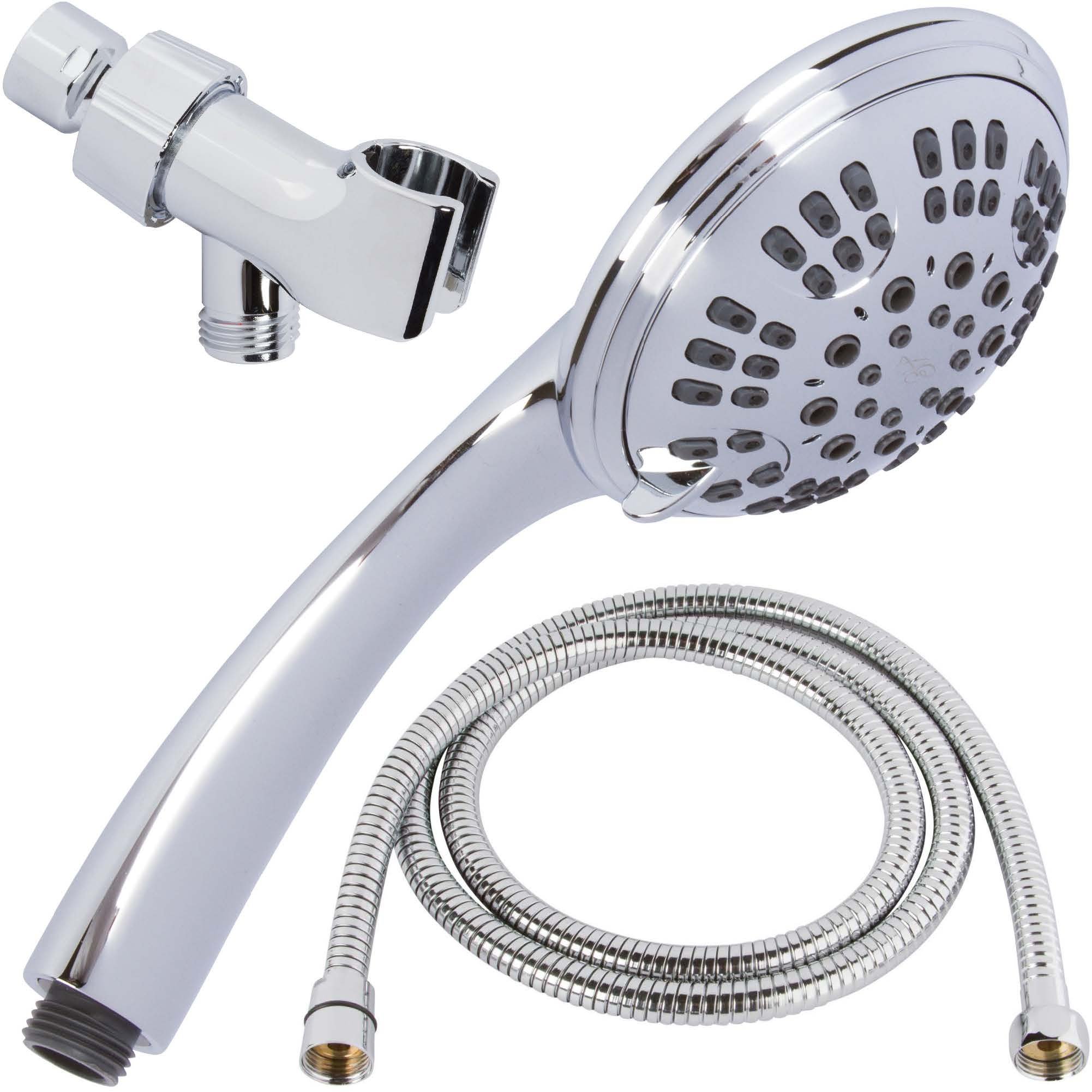 Photo 1 of 6 Function Handheld Shower Head Kit - High Pressure, Removable Hand Held Showerhead With Hose & Mount And Adjustable Rainfall Spray, 2.5 GPM - Chrome