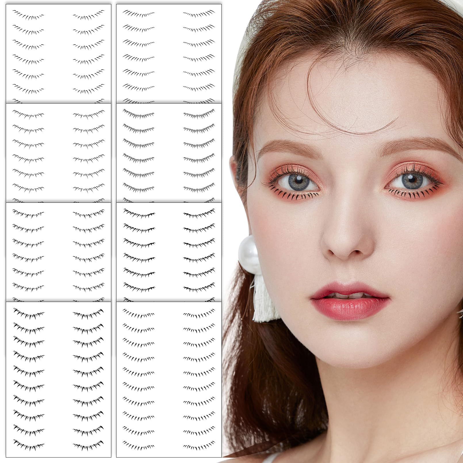 80 Pairs Black Lower False Eyelashes Tattoo Stickers, 3D Bottom ...