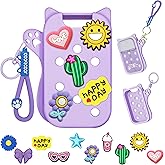 Mlife Hand Sanitizer Spray Case for Touchland Silicone Touchland Case Cat Silicone Case compatible with Touchland Power Mist 1FL OZ/30ML with Keychain &10Pcs Charms(Purple)