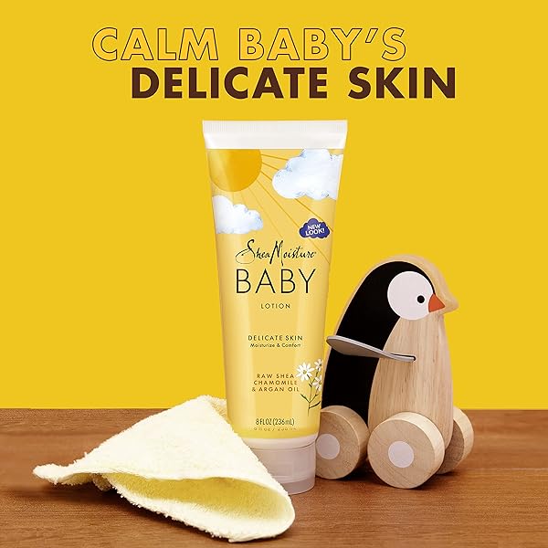 SHEAMOISTURE BABY LOTION FOR DRY SKIN AND CLEAR SKIN RAW SHEA, CHAMOMILE AND ARGAN OIL WITH SHEA BUTTER 8 OZ