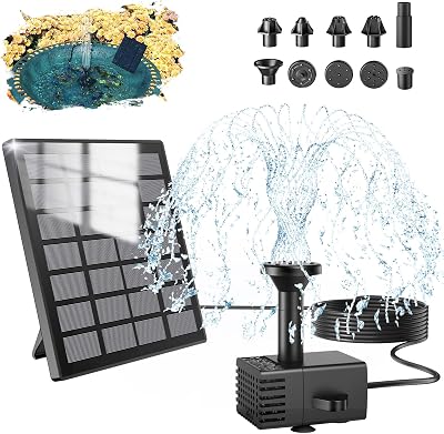 SZMP Solar Fountain Kit 2026 Glass Panel 10 Nozzles 9.84ft Cord Garden Pond