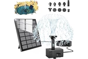 SZMP Solar Fountain 2024 Upgraded DIY Bird Bath Fountains, 1.8W Glass Panel Solar Fountain Pump with 8 Nozzles & 9.84ft Power Cord, Solar Bird Bath Fountain for Grass, Stakes, Garden, Pond (Black)