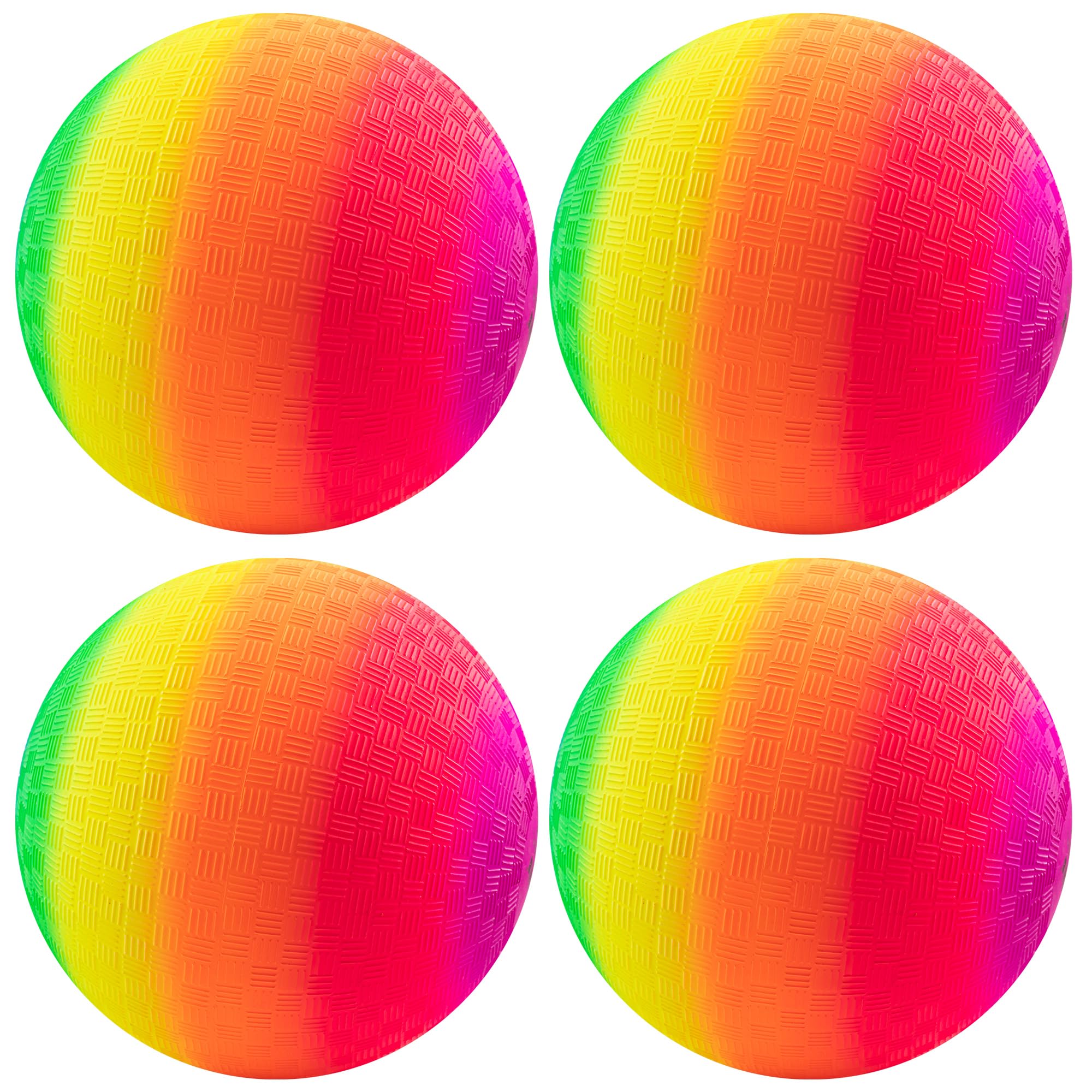 Micsoa Mic Playground Balls Kickballs 8.5 Inch, Rainbow Playground Ball Set for Kids and Adults, Dodgeball Kick Balls Handball for Indoor & Outdoor Schoolyard Games with Hand Pump(4 Pack)