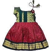 AMBA COLLECTION BOUTIQUE Girl's Traditional Ethnic Wear Kalyani Cotton Flower Knot Frock