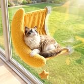 BOLIAN Cat Window Perch Moon Shape, Large Cat Hammock Bed Washable | Suction Mount, Steel Brackets, Soft Fabrics, Natural Pine Wood, Space Saving, Tool-Free Assembly, Watch birds, Sunbathing