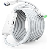 INIU 16FT Link Cable for Meta Oculus Quest 2/3/Pro and PC VR Gaming - USB 3.0 Type C Cable with Separate Charging Port for VR