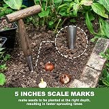 Haliaeetus Garden Dibber L-Shaped Wood Handle 5" Depth Marks Stainless Steel Tip view 3