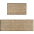Artoid Mode Washable Non Slip Kitchen Rugs and Mats Set of 2, Rubber Backing Absorbent Kitchen Mats for Floor Front of Sink - 17x29 and 17x47 Inch