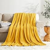 KMUSET Fleece Blanket Honey Yellow Lightweight Super Soft Cozy Fuzzy Bed Blankets Microfiber Factory Shop