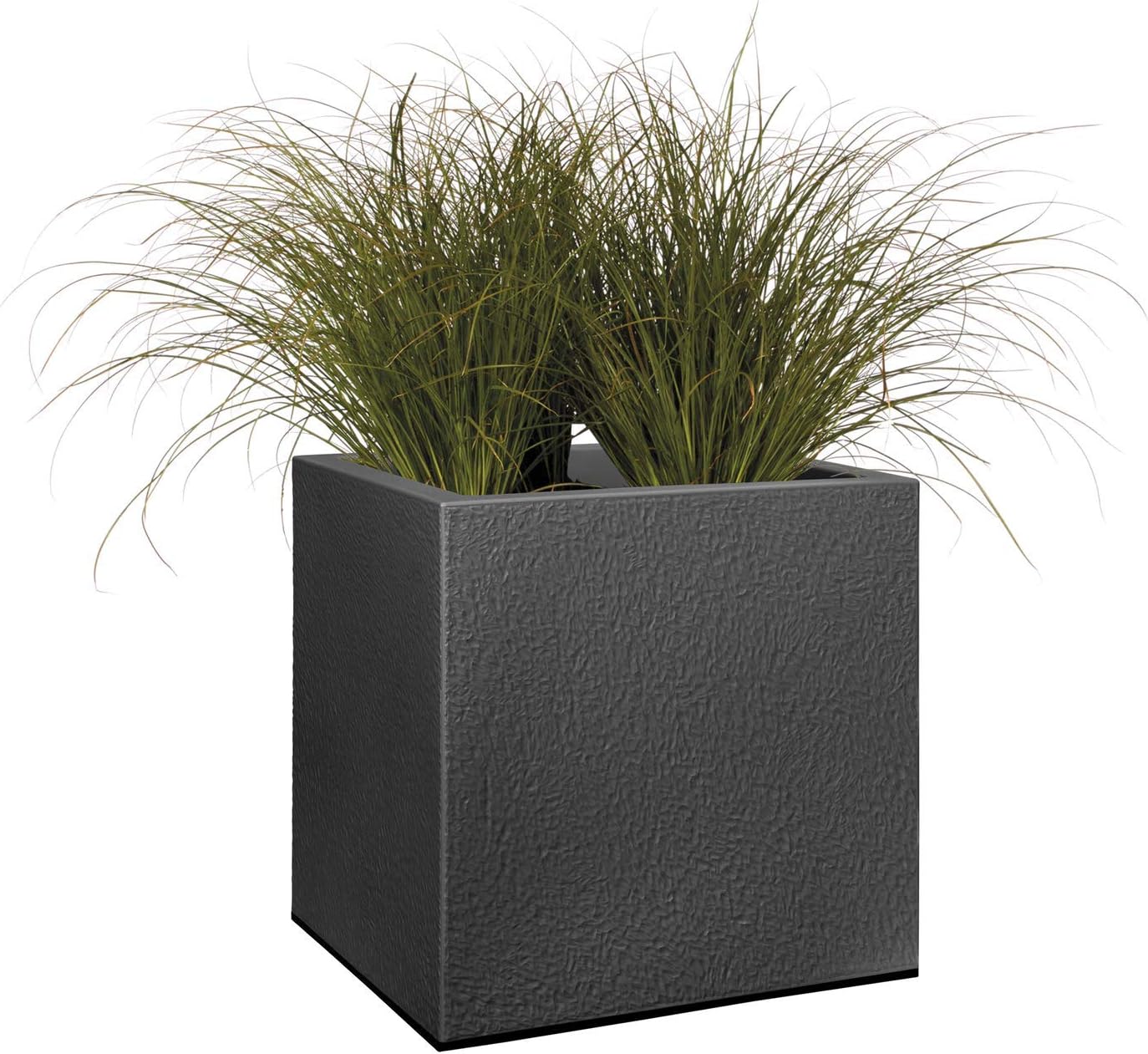 elho Vivo Structure Finish Flower Pot, Black, Made with Recycled Materials