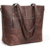 S-ZONE Leather Tote Bag for Women Large Work Totes Designer with Adjustable Strap