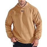 BROKIG Men's Waffle Knit Hoodies Pullover For Gym Workout Running,Loose Warm Casual Long-Sleeve Sweatshirts with Pocket