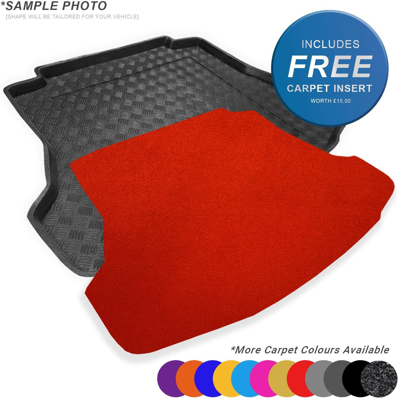 carmats4u To fit Cayenne 2010+ Fully Tailored PVC Boot Liner/Mat/Tray + Red Carpet Insert