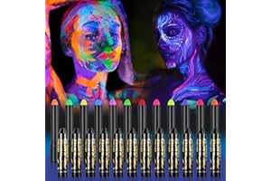 AUSBOND 12 Pack Glow in The Dark Paint, Glow in The Dark Face Body Paint Glow Sticks Makeup Face Painting Kits for Kids Adult, Birthday Party Neon Face Paint Crayons for Halloween and Parties (12 Colors)