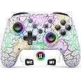Gammeefy Switch Controller, Wireless Switch Pro Controller for Nintendo Switch/Lite/OLED, 9 Color Adjustable LED Switch Remote Compatible with Windows PC/Android/IOS with Programmable (White)