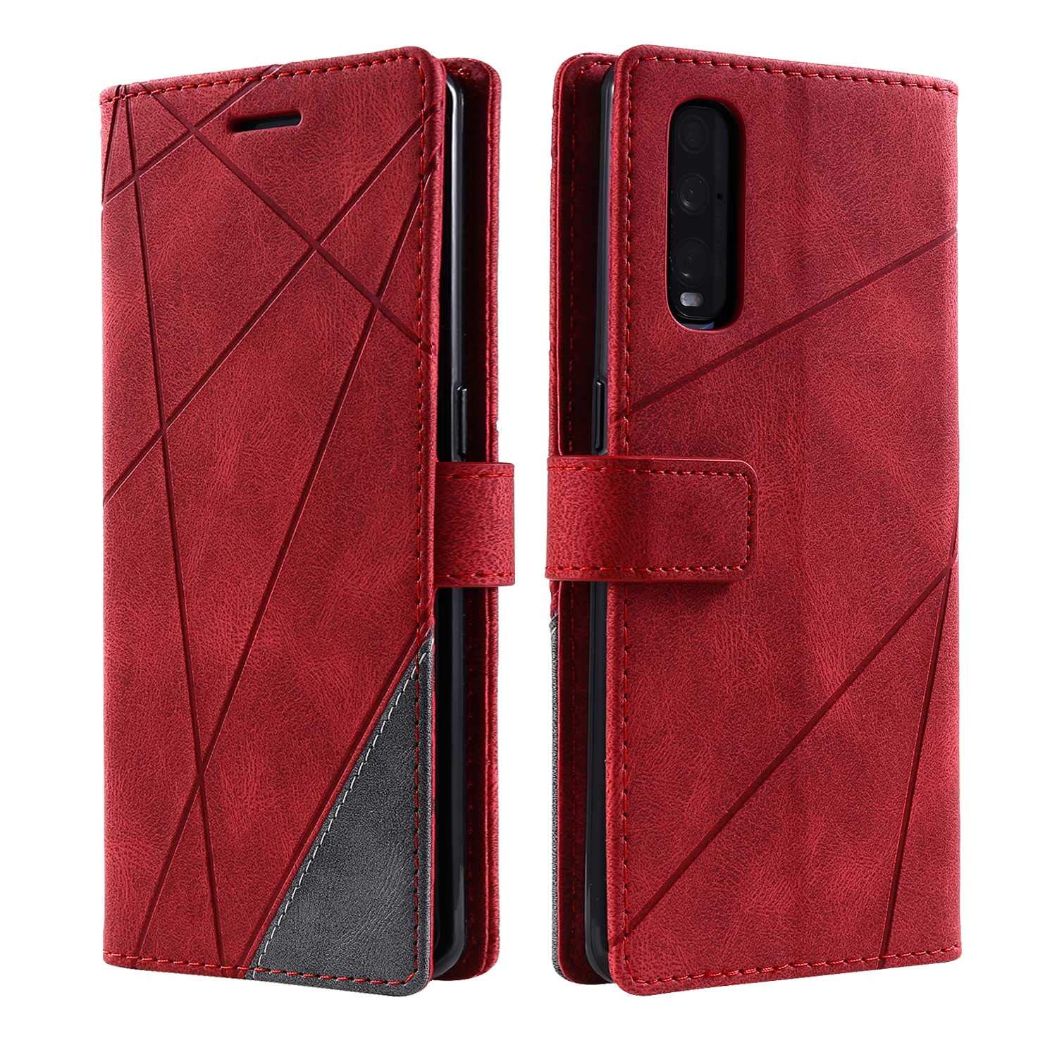 SONWO Case for Oppo Find X2 Case, Premium Leather Flip Wallet Case Magnetic Closure Card Slots Kickstand Phone Case for Oppo Find X2, Red