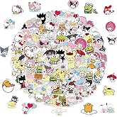 100pcs Sanrio Cartoon Stickers, Kawaii Hello Kitty Kuromi Mymelody Waterproof Vinyl Decal for Teen Kids Girl Adult Laptop, Travel Case, Phone, Bike, Water Bottle, Guitar, Computer, Skateboard