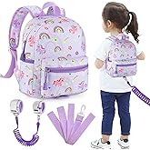 Accmor Toddler Backpack Leash, Cute Unicorn Baby Backpacks with Anti Lost Wrist Link, Mini Kids Backpack Leash Walking Harness for Outdoor Travel, Adorable Backpack Tether for Boys Girls 1-3 (Purple)