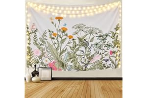 Alishomtll Colorful Floral Plants Tapestry Vintage Herbs Tapestry Wild Flowers Tapestry Wall Hanging Nature Scenery Tapestry for Living Room Bedroom