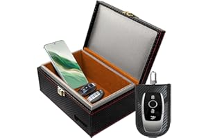 OMKHE Faraday Box for Car Keys, Faraday Key Fob Protector, Anti Theft Faraday Cage, Keyless Entry Protector Faraday Pouch for key fob, RFID Signal Blocking Box(Black,L)