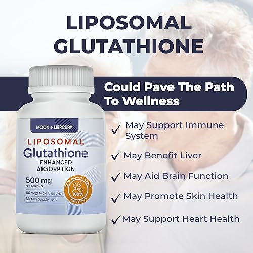 Moon + Mercury Liposomal Glutathione Non-GMO, Gluten Free 500mg Supplement  - May Provide Immune Support, Liver Detox, Brain Health and Heart Health -  60 Glutathione Capsules in Kenya | Whizz Combinations