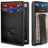 Housmai Magnetic Closure Slim Wallet for Men with Money Clip Gift Boxed,Genuine Leather Front Pocket Wallet, 3.9"x 2.7", RFID Blocking