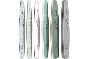 Nail Files Canvalite Nail File and Buffer Professional Emery Boards Washable Double Sided Reusable Manicure File for Home and Salon Use 6 PCS