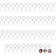 Kurtzy Blank Round Photo Insert Keychains (50 Pack) - Each Keyring is 4cm (1.57 inch) in Diameter - Translucent Clear Circle Acrylic Key Rings for Double Sided Photos - Family, Friends, Gifts & Craft