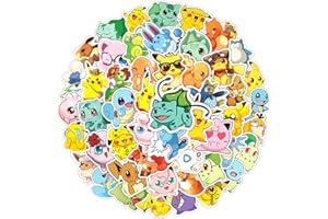 MUYINGZHUO Poc Monsters Stickers, 50PCs Pokemo Stickers, Vinyl Decals & Stickers for Laptop, Hydro Flask, Water Bottle, Bumper Car, Planner Stickers for Kids, Toddlers, Teens (PMonsters)