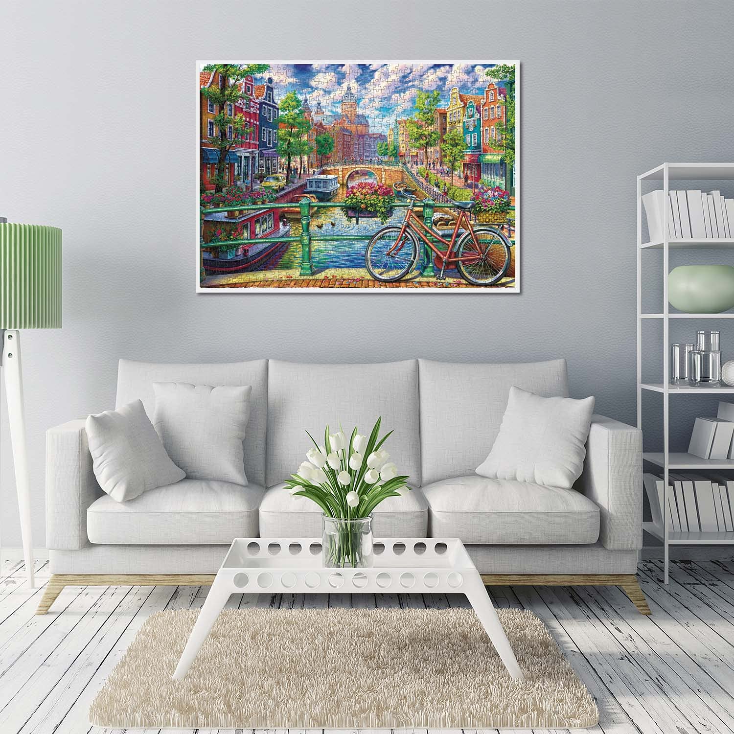 Jigsaw Puzzles 1000 Pieces Puzzles for Adults 1000 Piece-Amsterdam Canal Educational Game Toys, Family Decoration Puzzle…