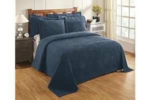 Better Trends Queen Size Bedspread, Teal Stripe Design Coverlet Bedspreads, 100% Cotton Chenille Bedding, Soft Lightweight All Season Bed Spreads, 102" X 110" Bed Spread