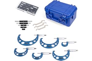 WONDERSUNM 6 Pcs Outside Micrometer Set, Professional Precision Machinist Tool, 0-1"/1-2"/2-3"/3-4"/4-5"/5-6" Measuring Range, 0.0001" Graduation, Professional Accuracy for Metalworking & Engineering