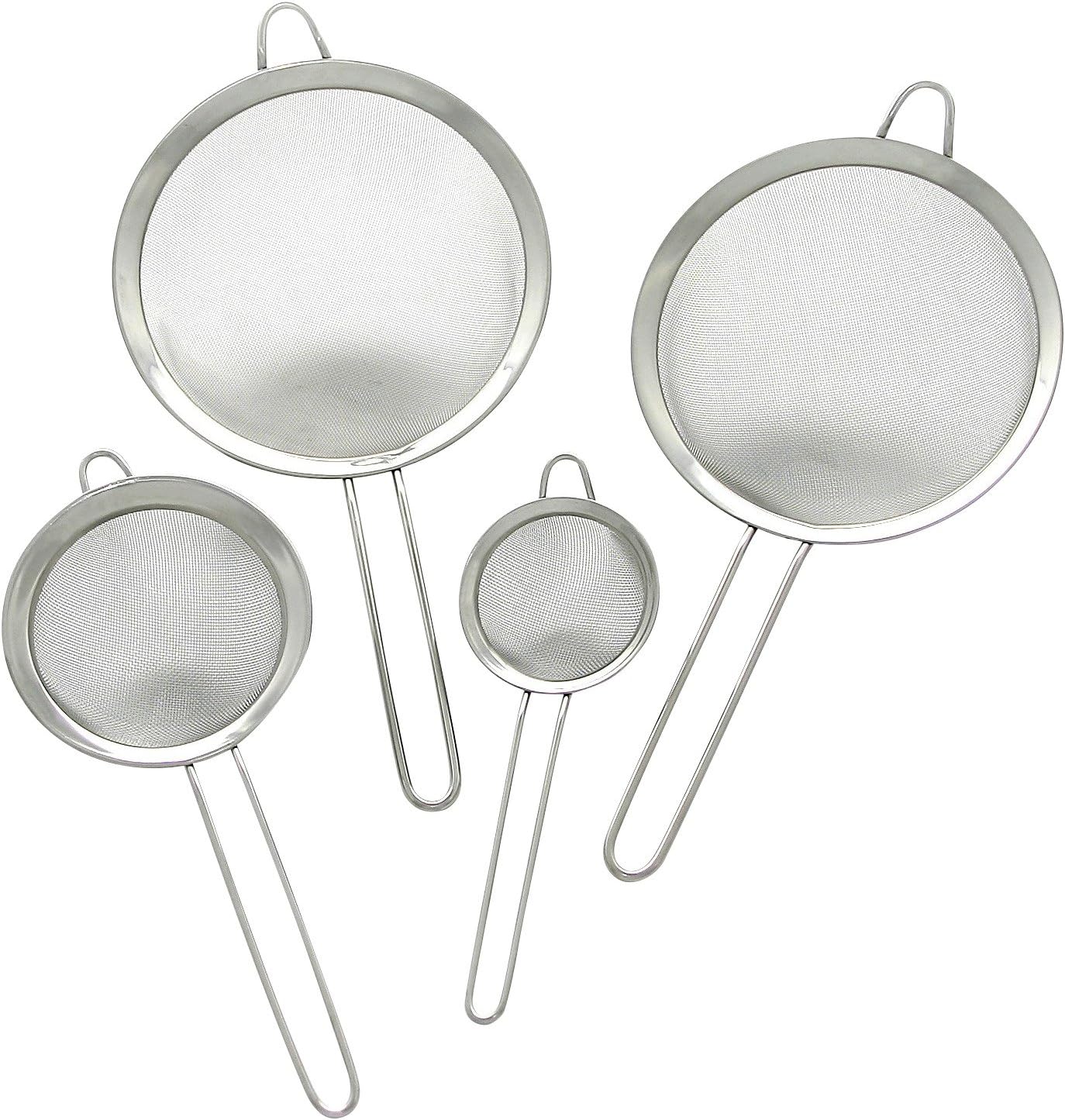 GRÄWE Küchensieb Set, 4-teilig, (Ø 8, 12, 18, 20 cm) - Nudelsiebe aus Edelstahl, poliert, feinmaschig, spülmaschinengeeignet