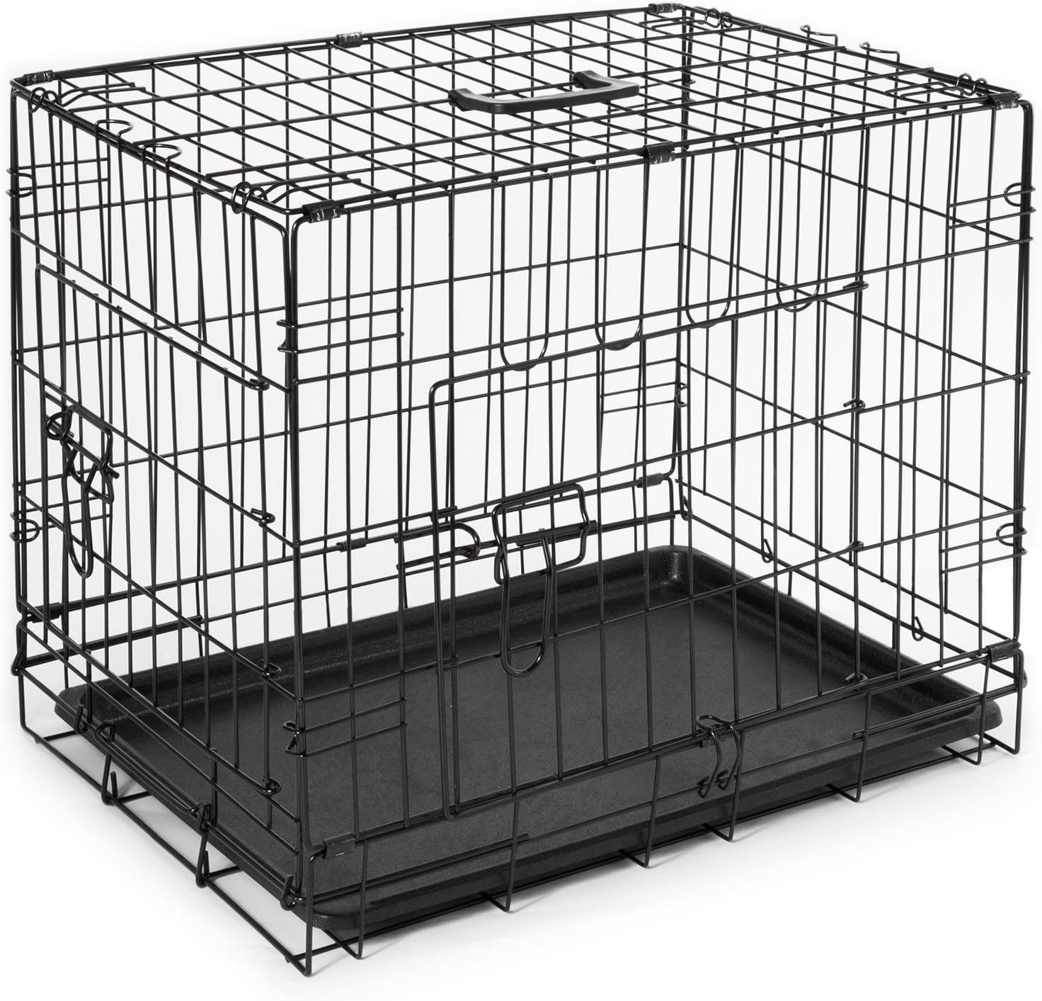SmithBuilt Double Door Folding Metal Dog Crate, 24 Inch Long