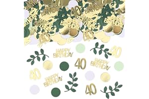 GYESXYW Sage Green 40th Happy Birthday Confetti, 40th Birthday Table Decorations Scatter Green Gold Foil Cake Confetti Decorations for 40 Bday Woman Man Party Decor 230 Pcs