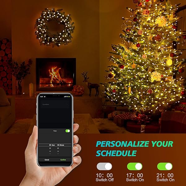 YUNLIGHTS Smart Fairy String Lights 32 8 pies 100 LED luces de hadas con modo de msica Control remoto de aplicacin RGB temporizador de cambio de color compatible con Google Home Alexa USB